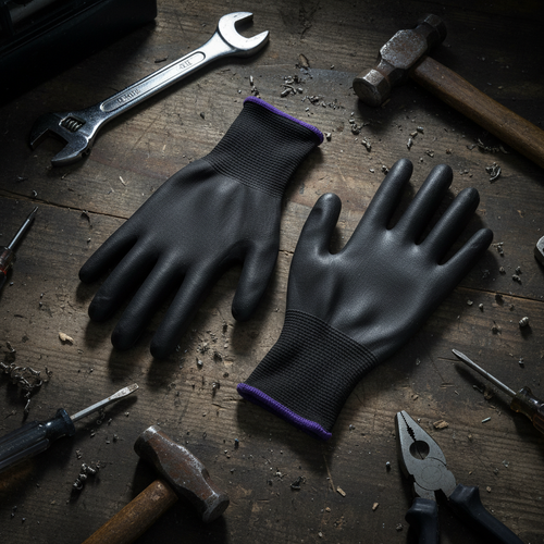Work Gloves on Workbench